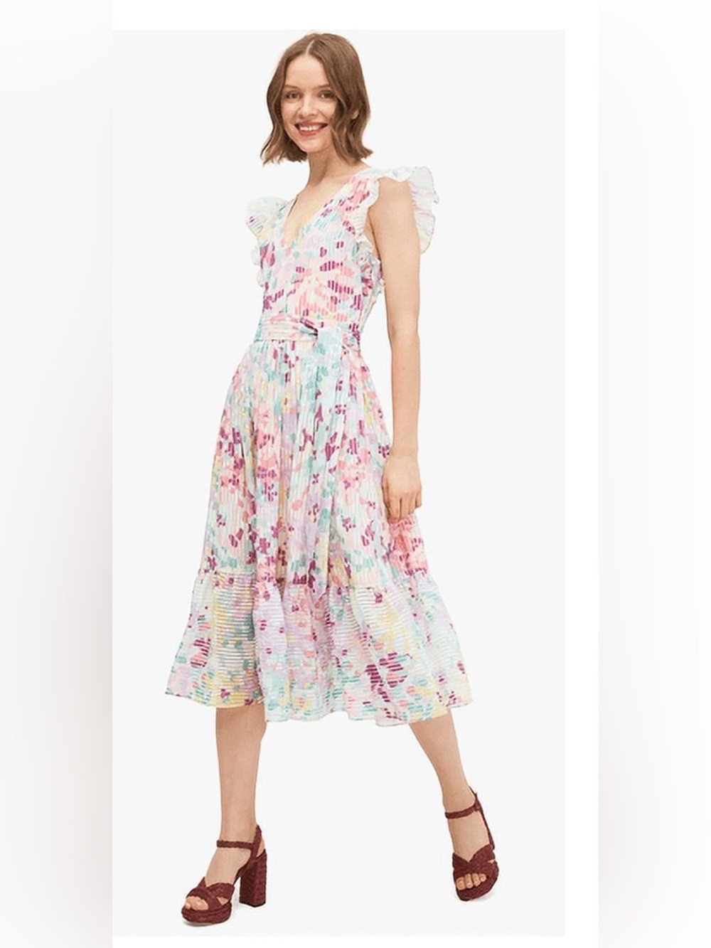 Kate Spade Painted Petals Burnout Midi Dress NWT size 10